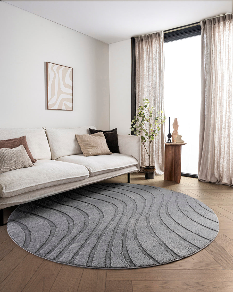 Runder Japandi-Teppich – Ovara Maris Grey