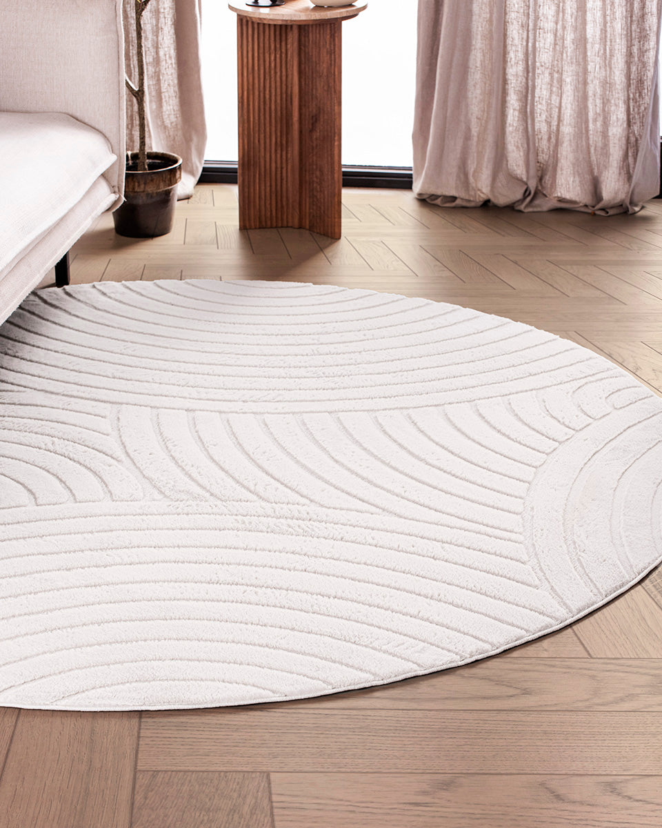 Runder Japandi-Teppich – Ovara Zenith Beige
