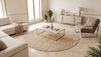 Japandi Teppich Linea Block Beige Rund
