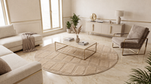Japandi Teppich Linea Block Beige Rund