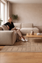 Japandi Teppich Linea Block Beige