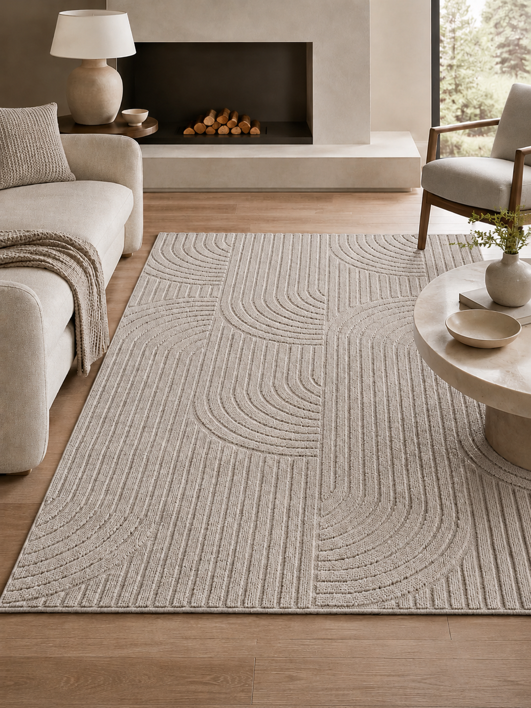 Japandi Teppich - HELIX 2201 SILBER