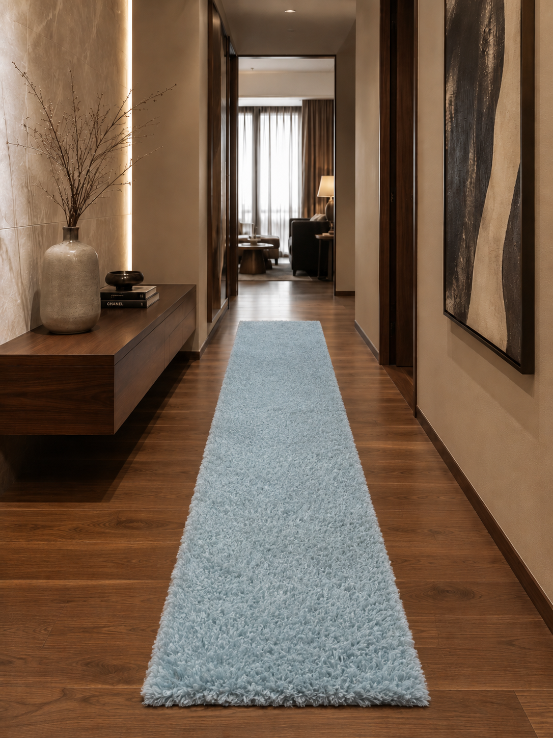 Läufer Hochflor Teppich - FLUFFY 3500 BLUE