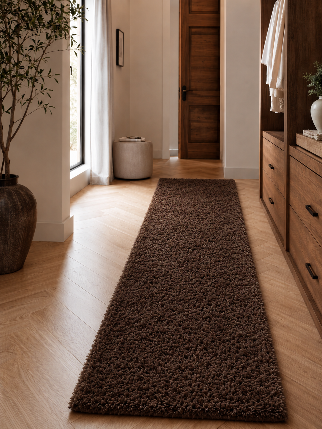 Läufer Shaggy Hochflor Teppich - LIFE 1500 BROWN