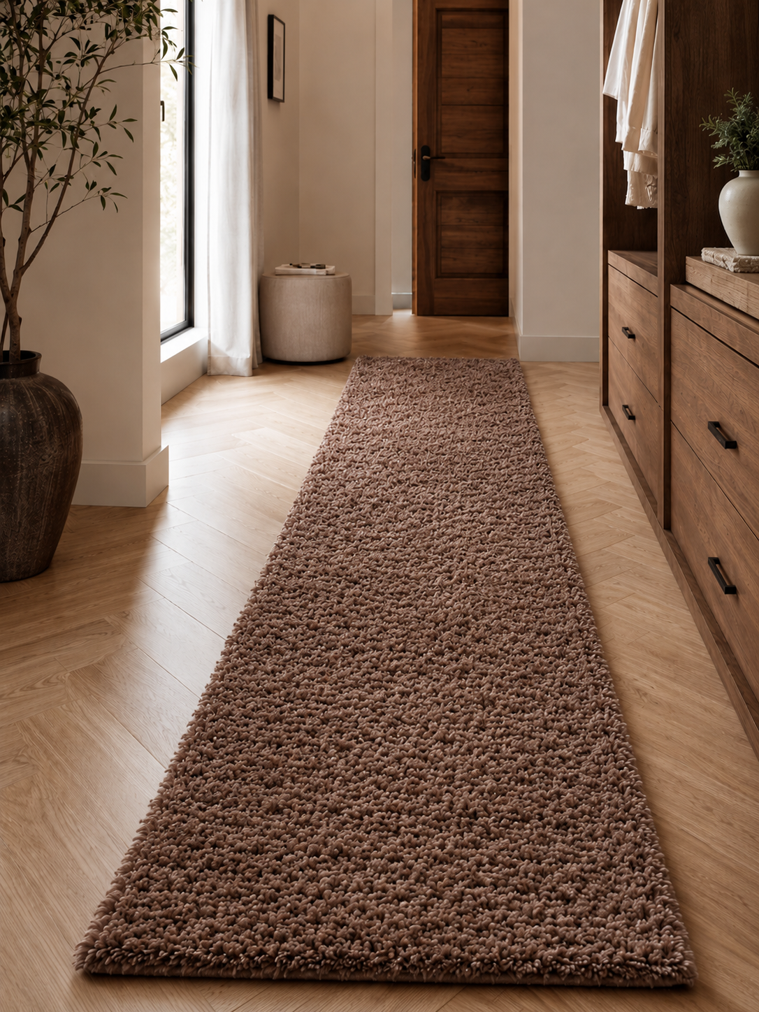 Läufer Shaggy Hochflor Teppich - LIFE 1500 MOCCA