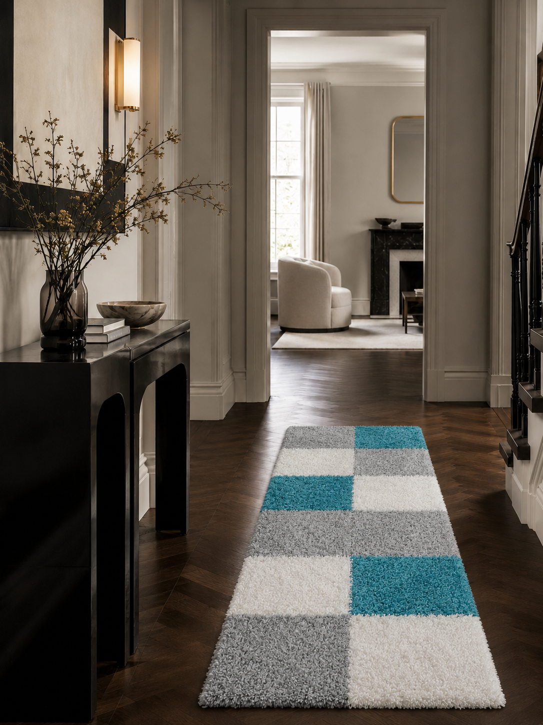Läufer Shaggy Hochflor Teppich - LIFE 1501 TÜRKIS