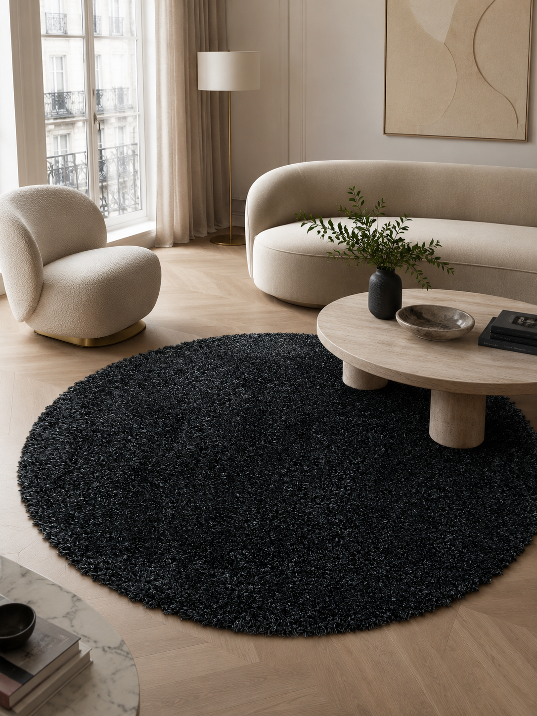 Runder Hochflor-Teppich - FLUFFY 3500 ANTHRAZIT