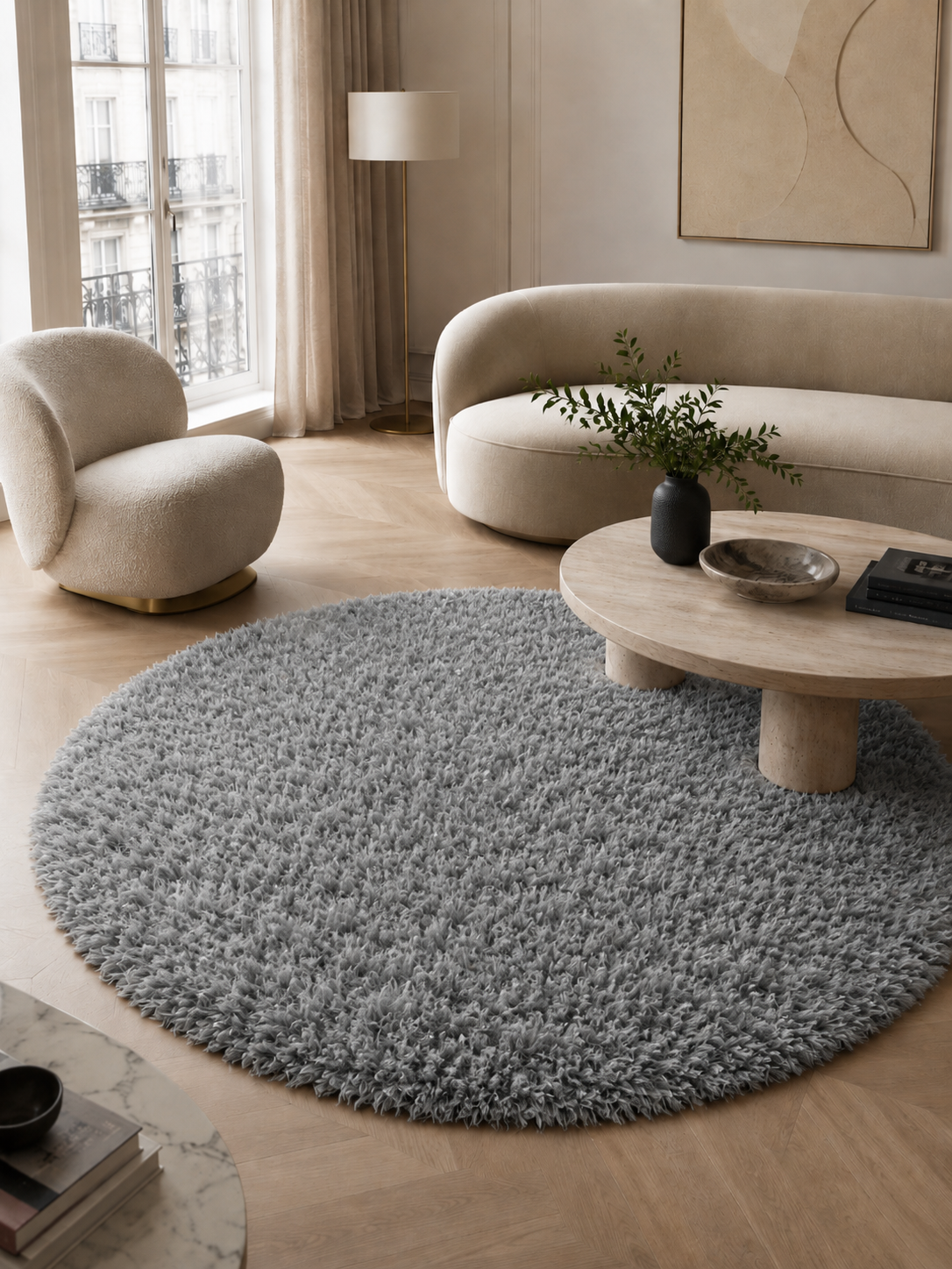 Runder Hochflor-Teppich - FLUFFY 3500 LIGHTGREY