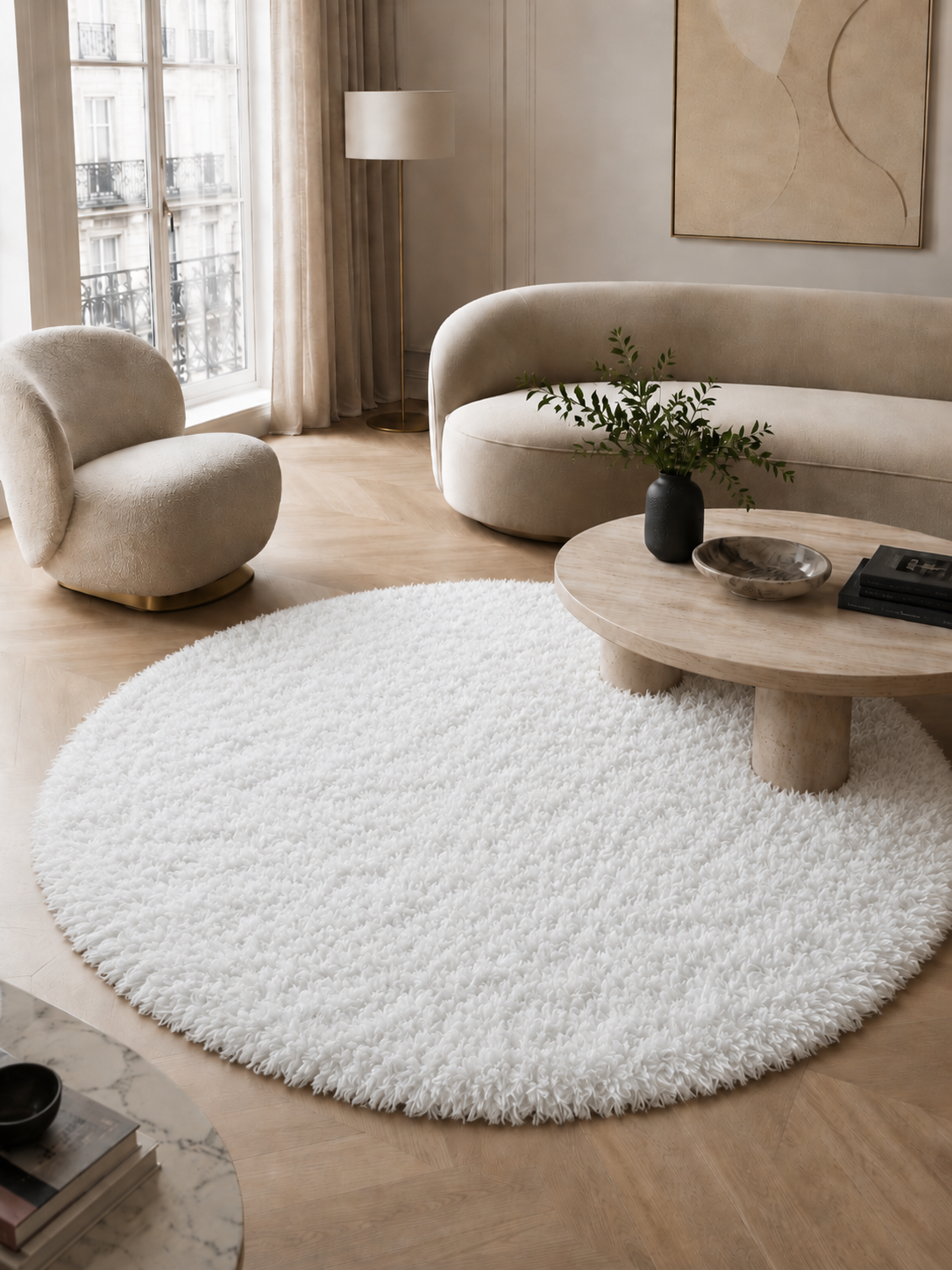 Runder Hochflor-Teppich - FLUFFY 3500 WHITE