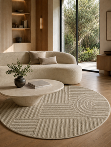 Runder Japandi Teppich - ART 1121 BEIGE