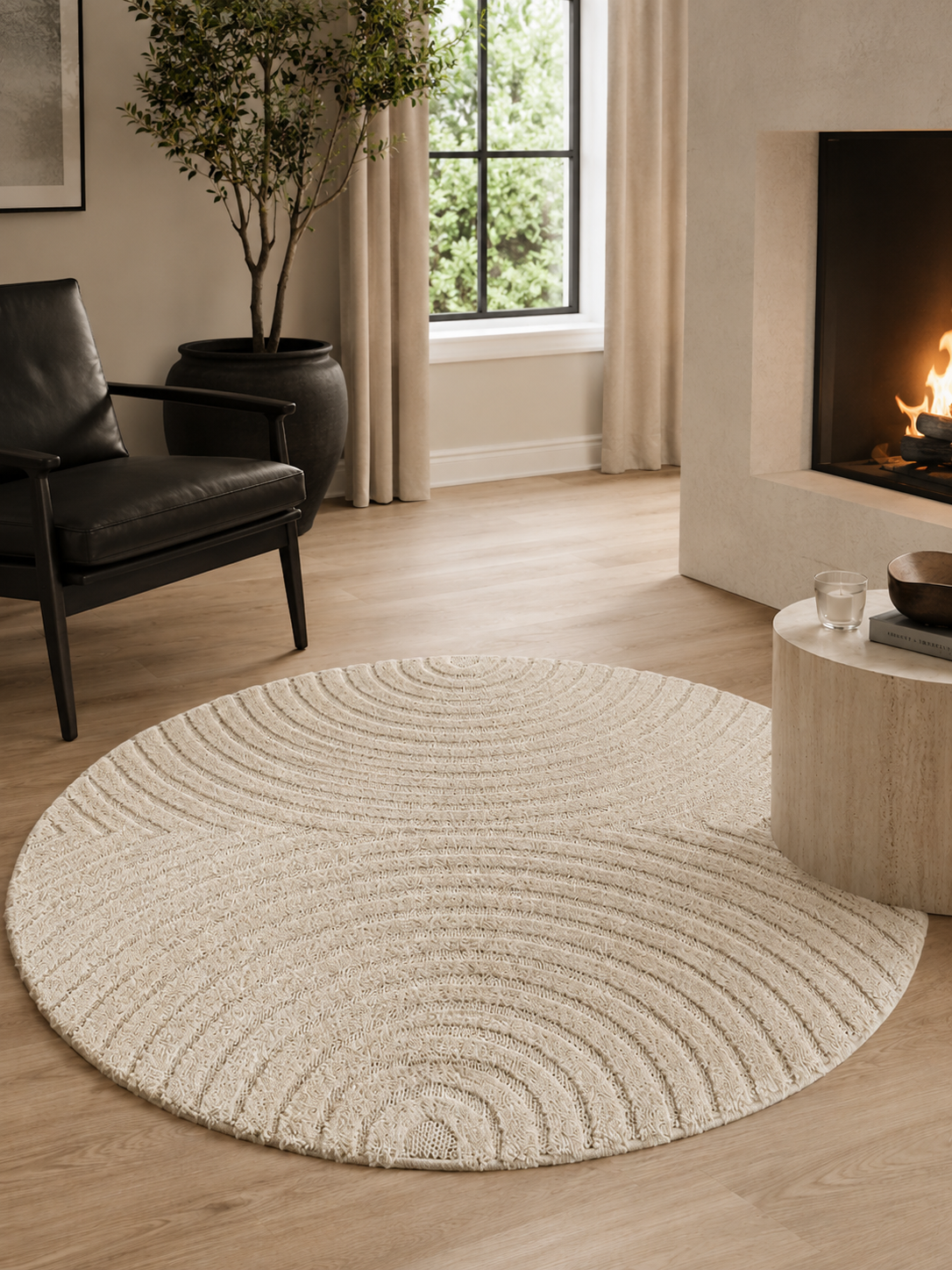 Runder Japandi Teppich - ART 1122 CREAM