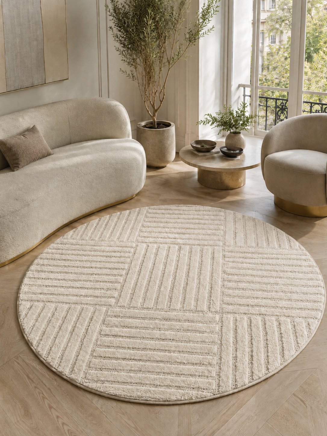 Runder Japandi Teppich - ART 1123 CREAM