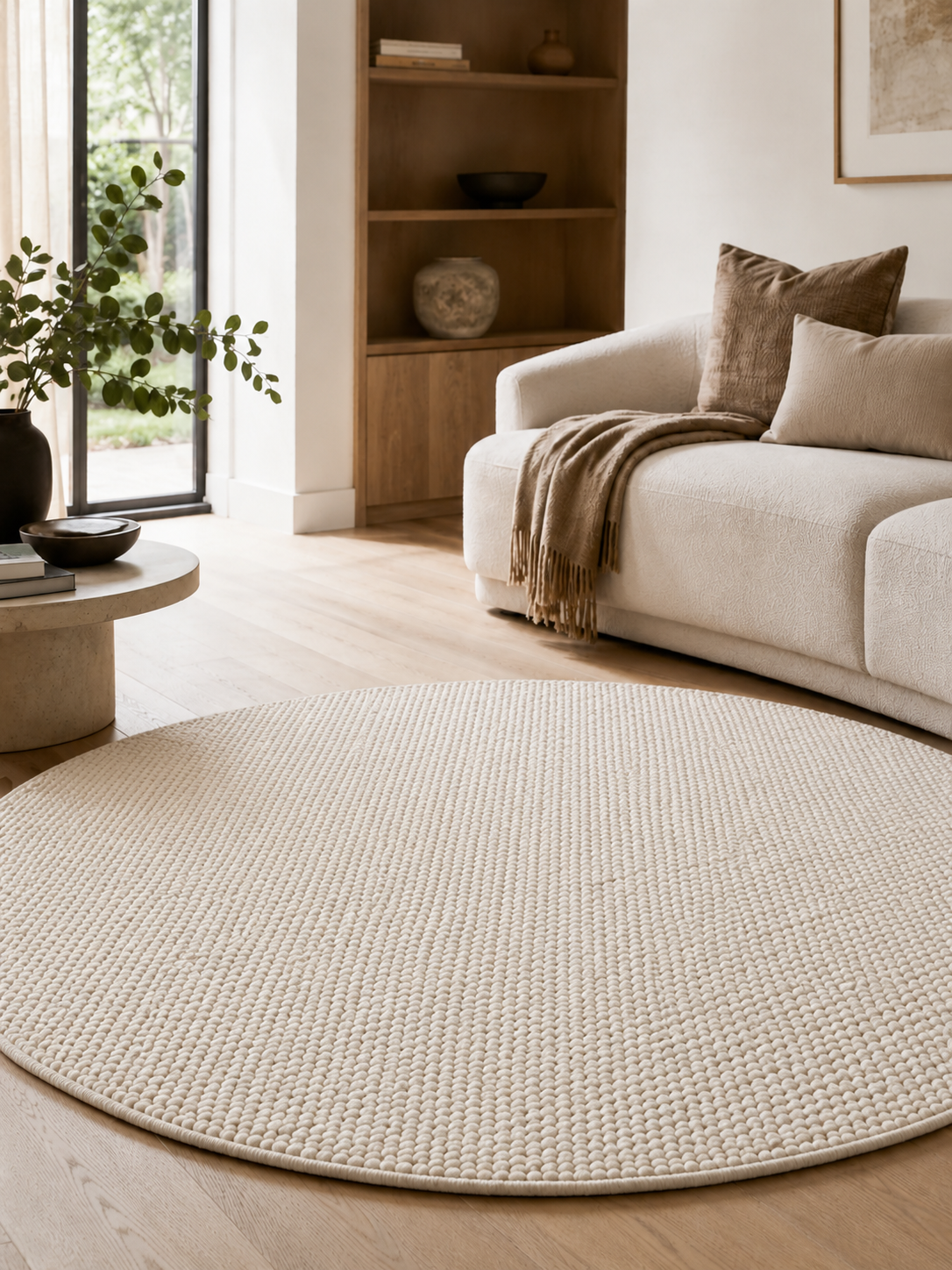 Runder Japandi Teppich - HELIX 2200 CREAM