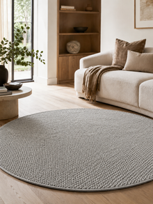 Runder Japandi Teppich - HELIX 2200 SILVER