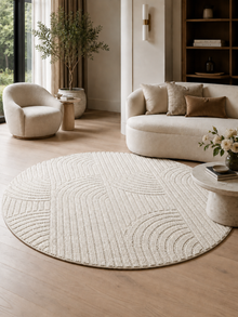 Runder Japandi Teppich - HELIX 2201 CREAM