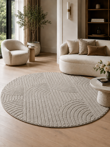 Runder Japandi Teppich - HELIX 2201 SILVER
