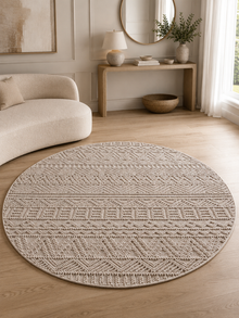Runder Japandi Teppich – HELIX 2202 BEIGE
