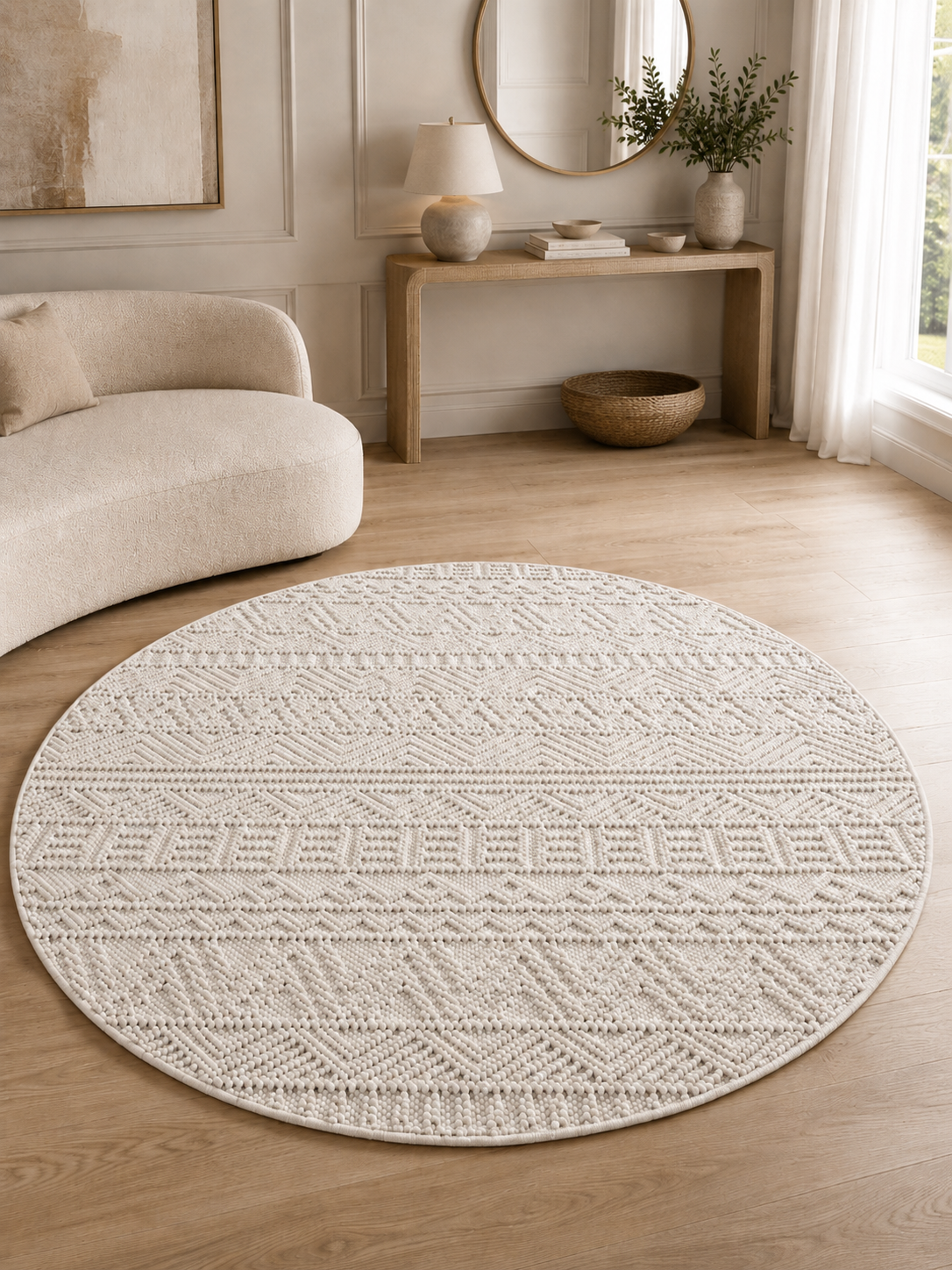 Runder Japandi Teppich - HELIX 2202 CREAM
