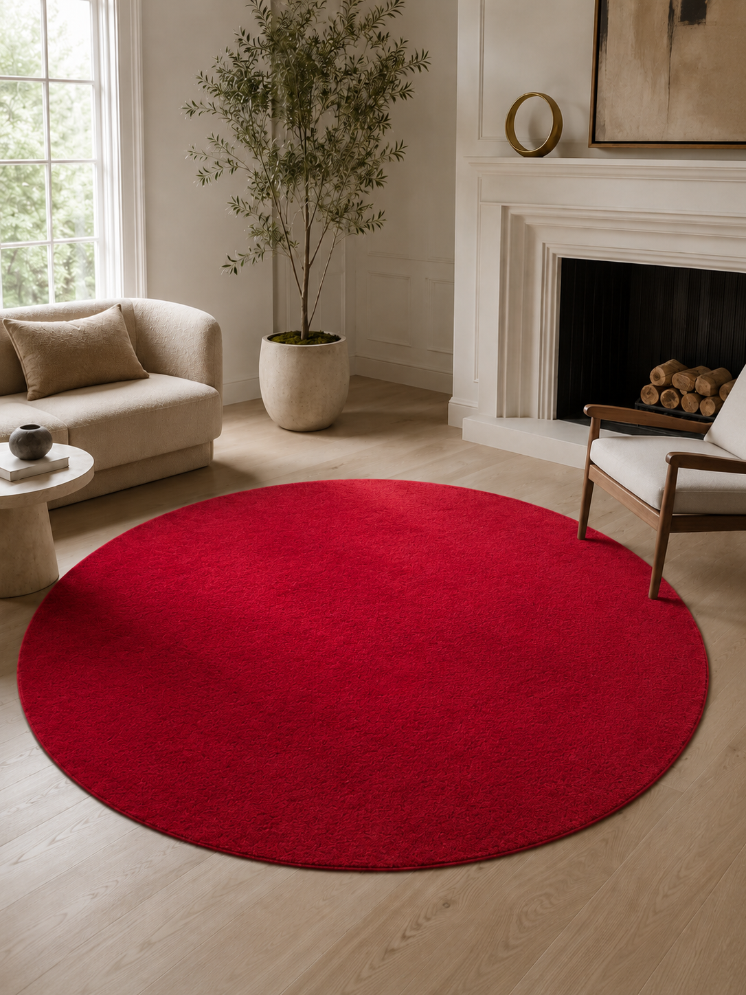 Runder Moderner Teppich - JOY 1400 ROT