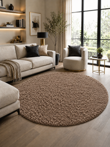 Runder Hochflor-Teppich Shaggy - LIFE 1500 BRAUN