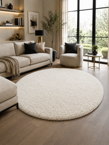 Rund Shaggy Hochflor-Teppich - LIFE 1500 CREAM