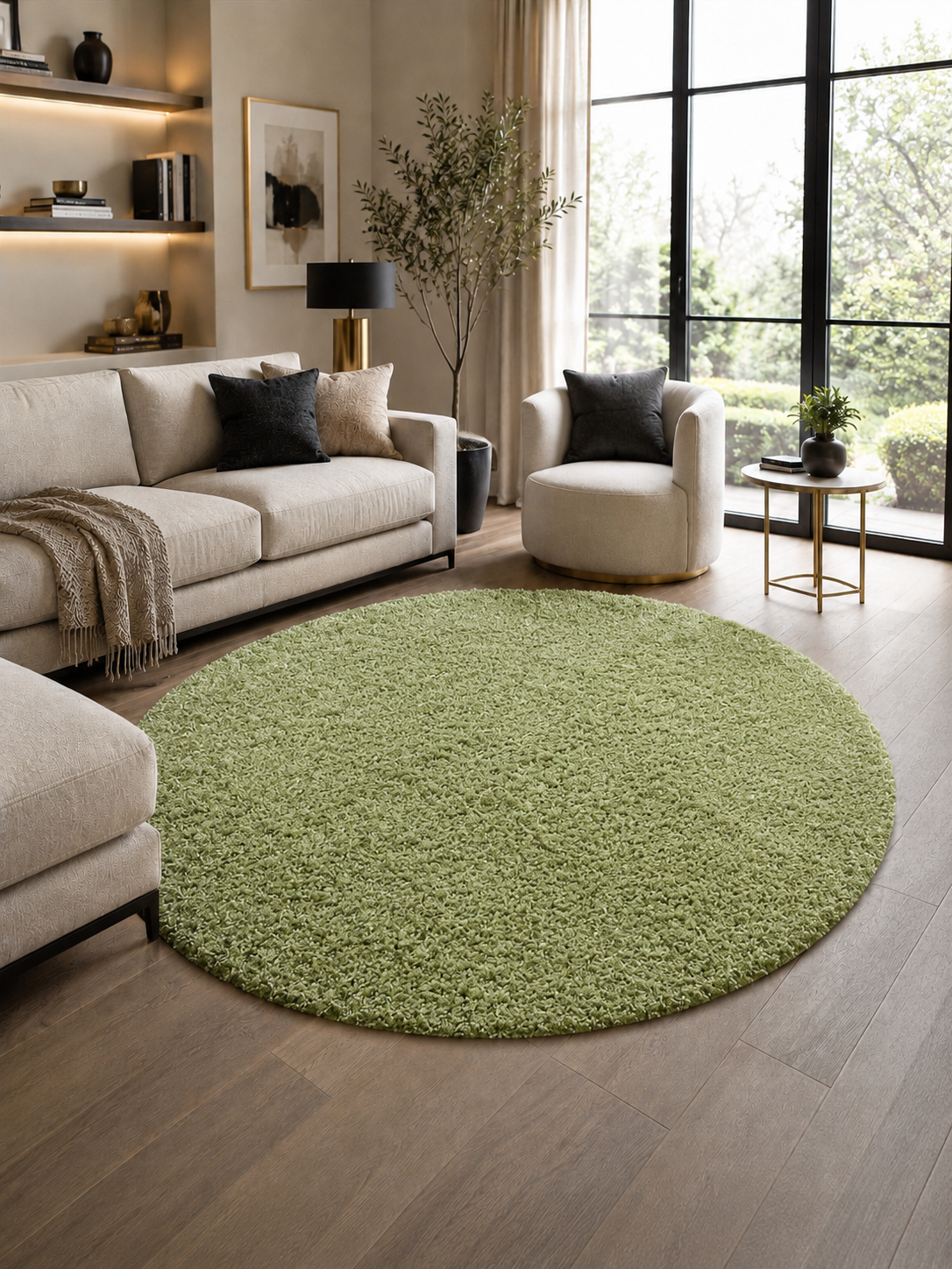 Runder Hochflor-Teppich Shaggy - LIFE 1500 GREEN
