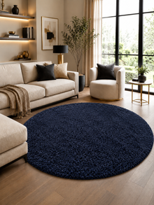 Runder Shaggy Hochflor-Teppich - LIFE 1500 NAVY