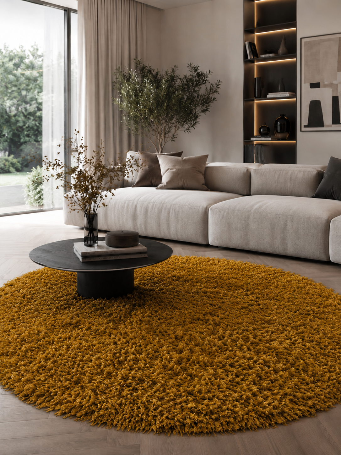 Runder Hochflorteppich Shaggy - SYDNEY 3000 GOLD