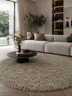Rundes Shaggy Hochflor Teppich - SYDNEY 3000 NATUR