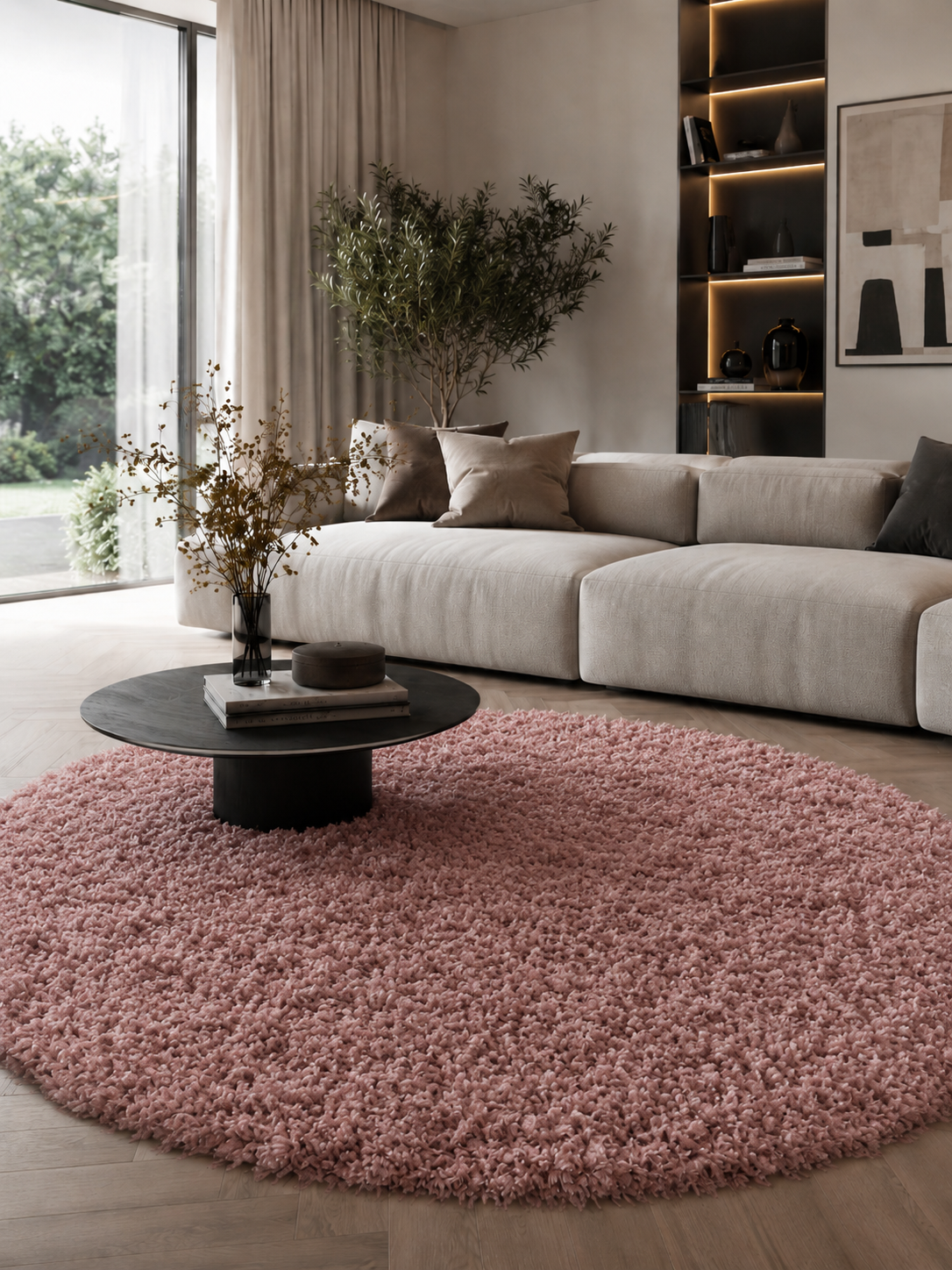 Runder Shaggy Hochflor-Teppich - SYDNEY 3000 ROSE