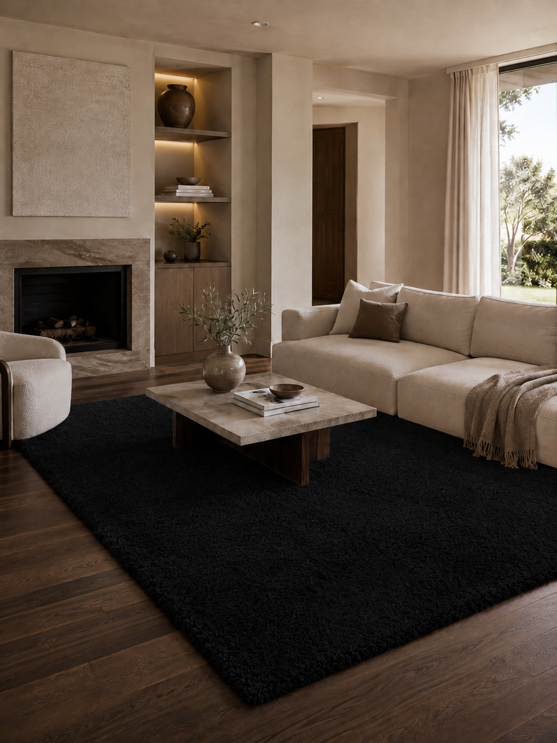 Hochflor Shaggy Teppich - SYDNEY 3000 BLACK