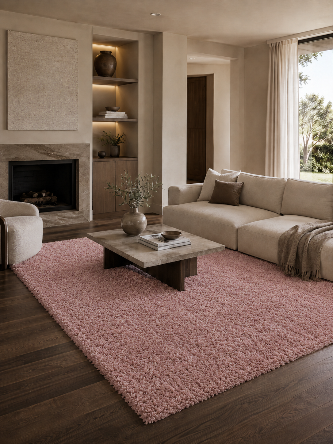 Hochfloriger Shaggy Teppich - SYDNEY 3000 ROSE