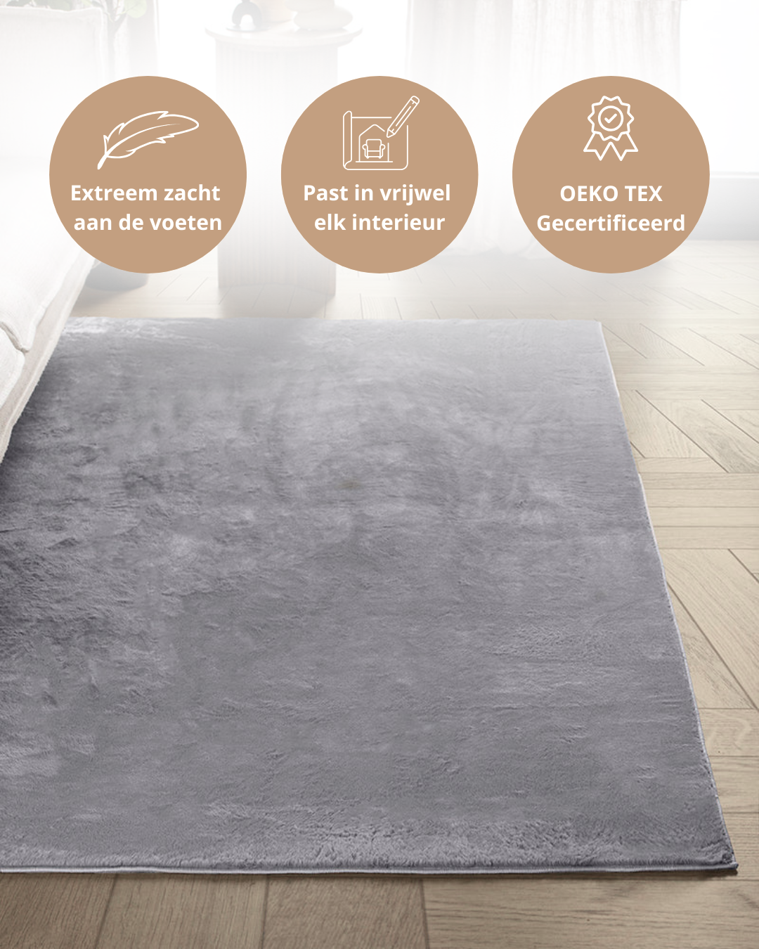 Japandi-Teppich – Terra Plano Grau