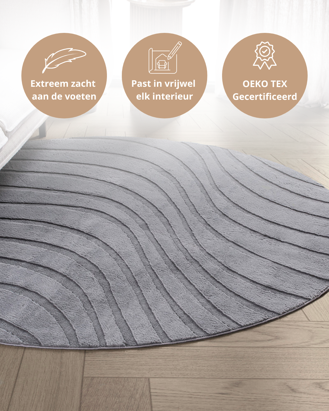 Runder Japandi-Teppich – Ovara Maris Grey
