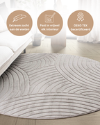 Runder Japandi-Teppich – Ovara Zenith Taupe