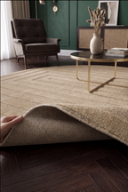 Japandi Teppich Linea Frame Beige Rund