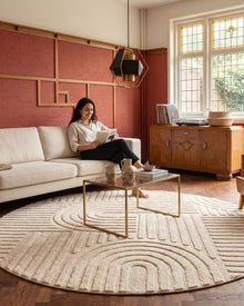 Runder Japandi Teppich - Linea Curve Creme