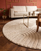 Runder Japandi Teppich - Linea Curve Creme