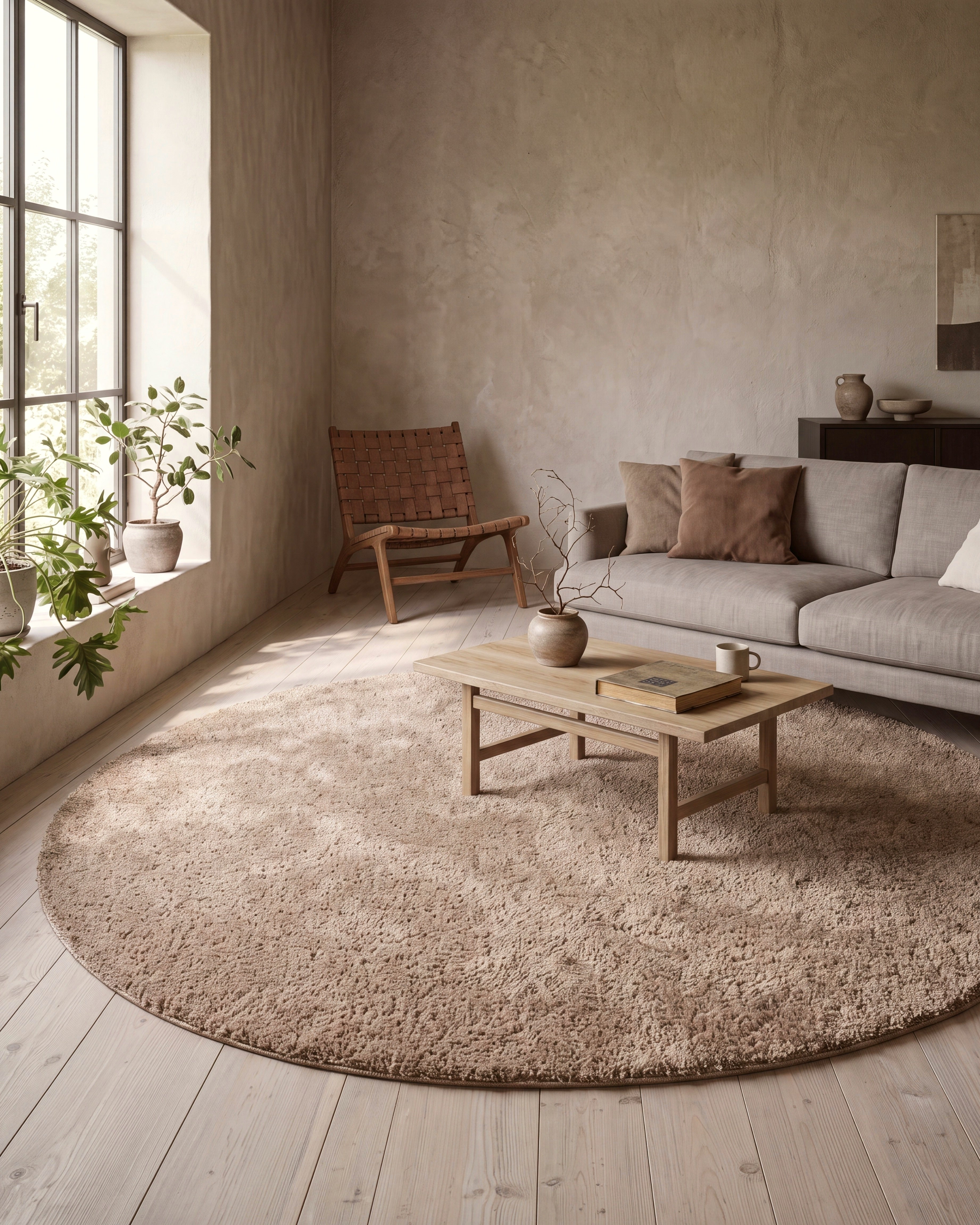 Noa Shaggy Beige Rund