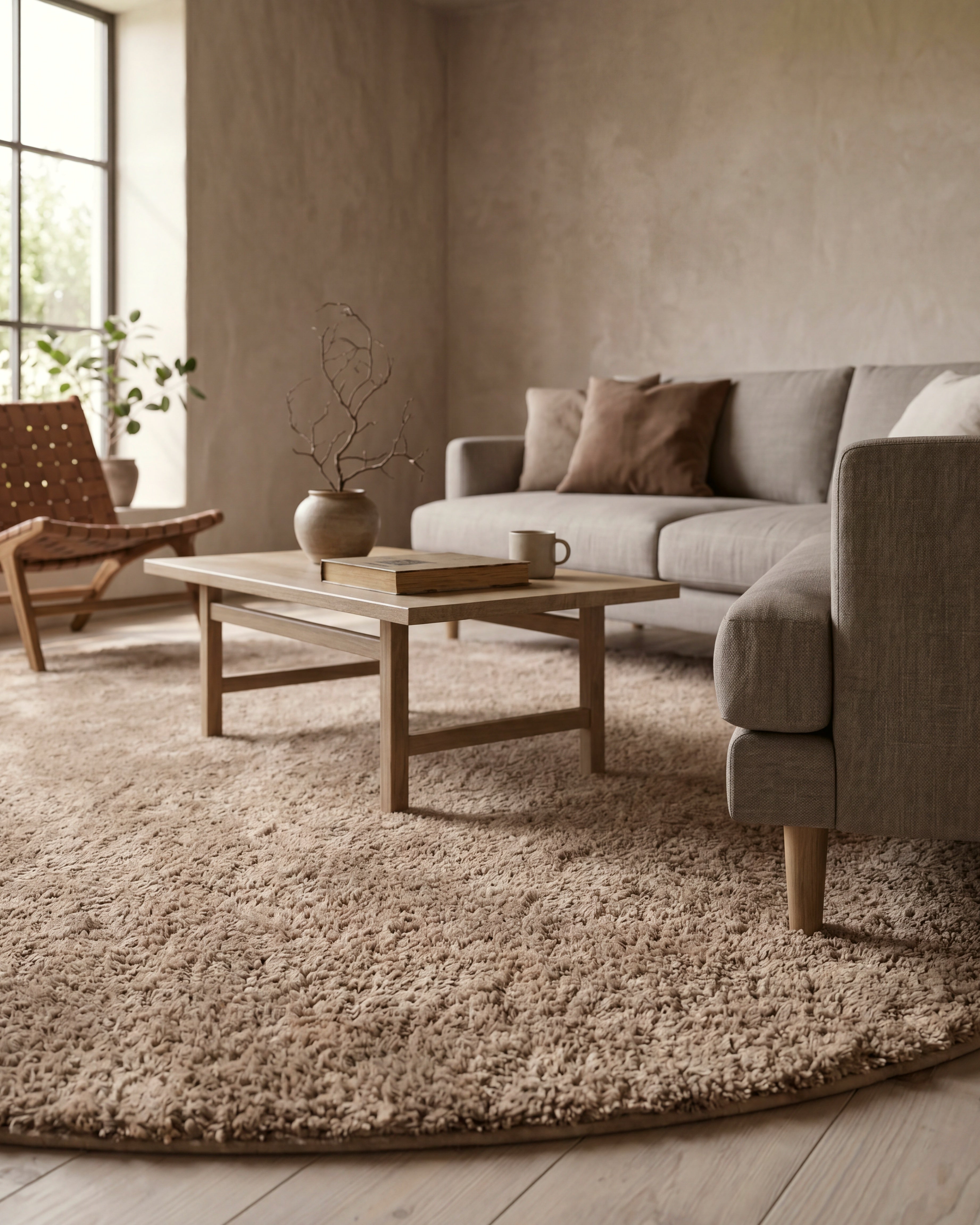Noa Shaggy Beige Rund