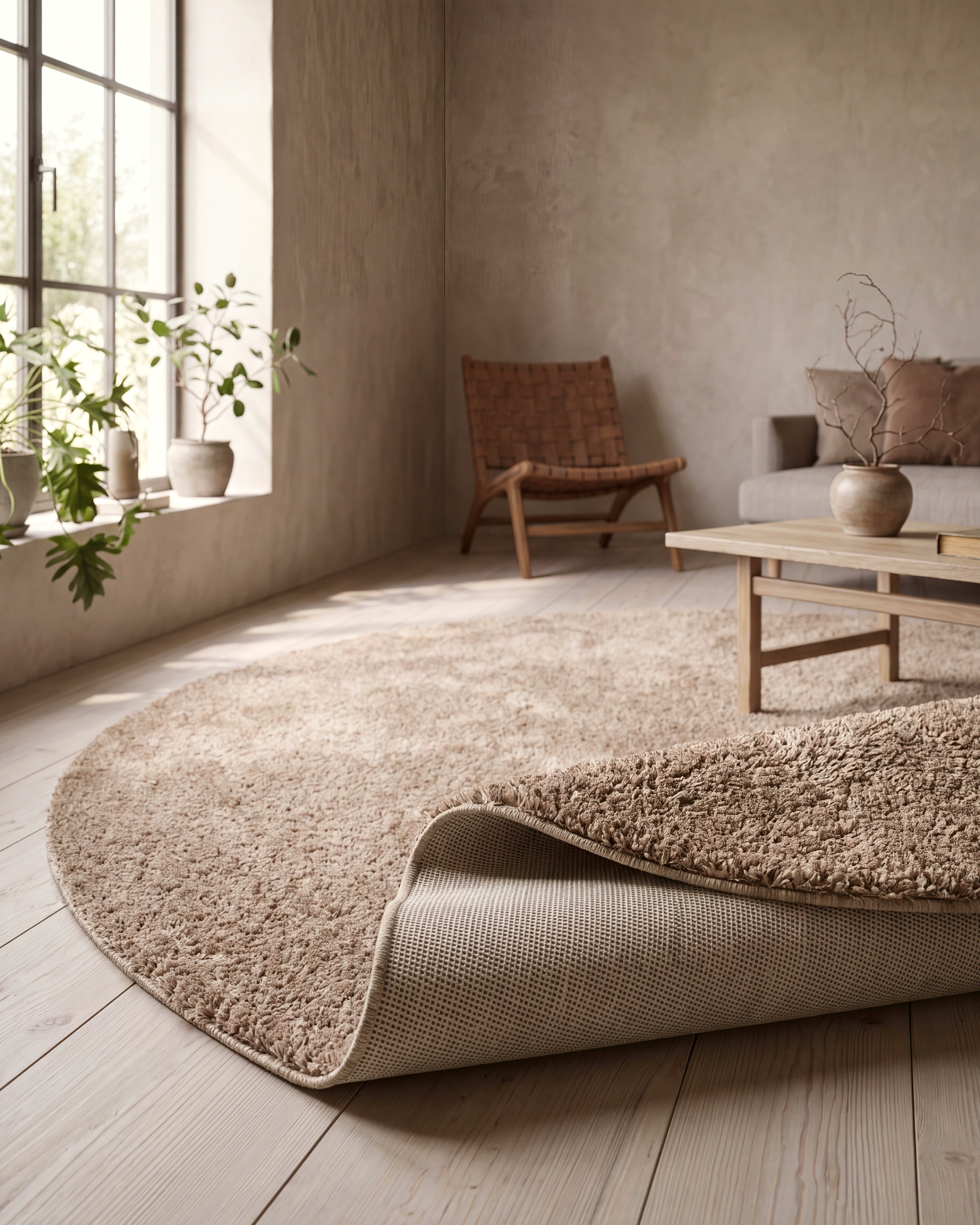 Noa Shaggy Beige Rund