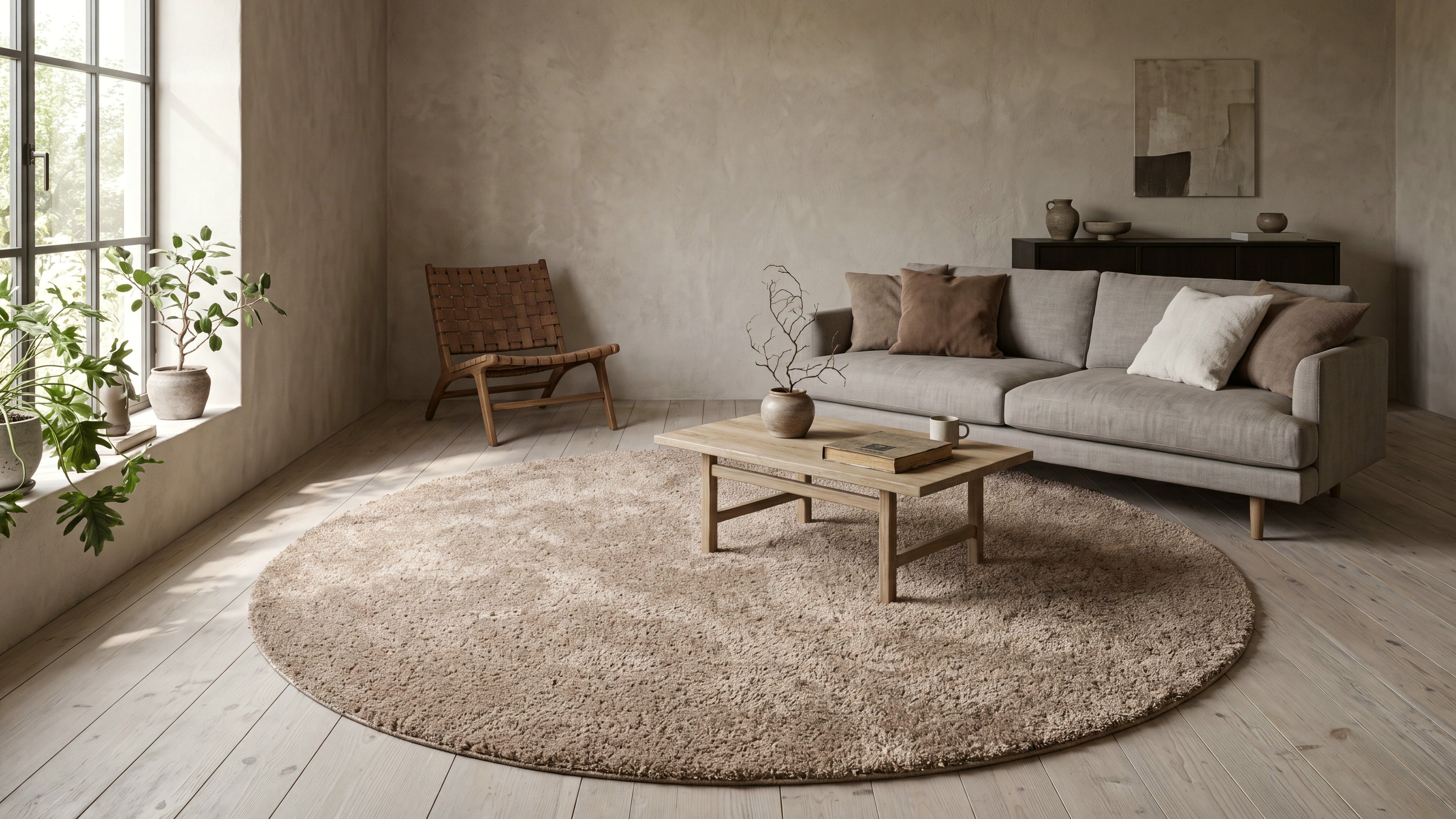 Noa Shaggy Beige Rund