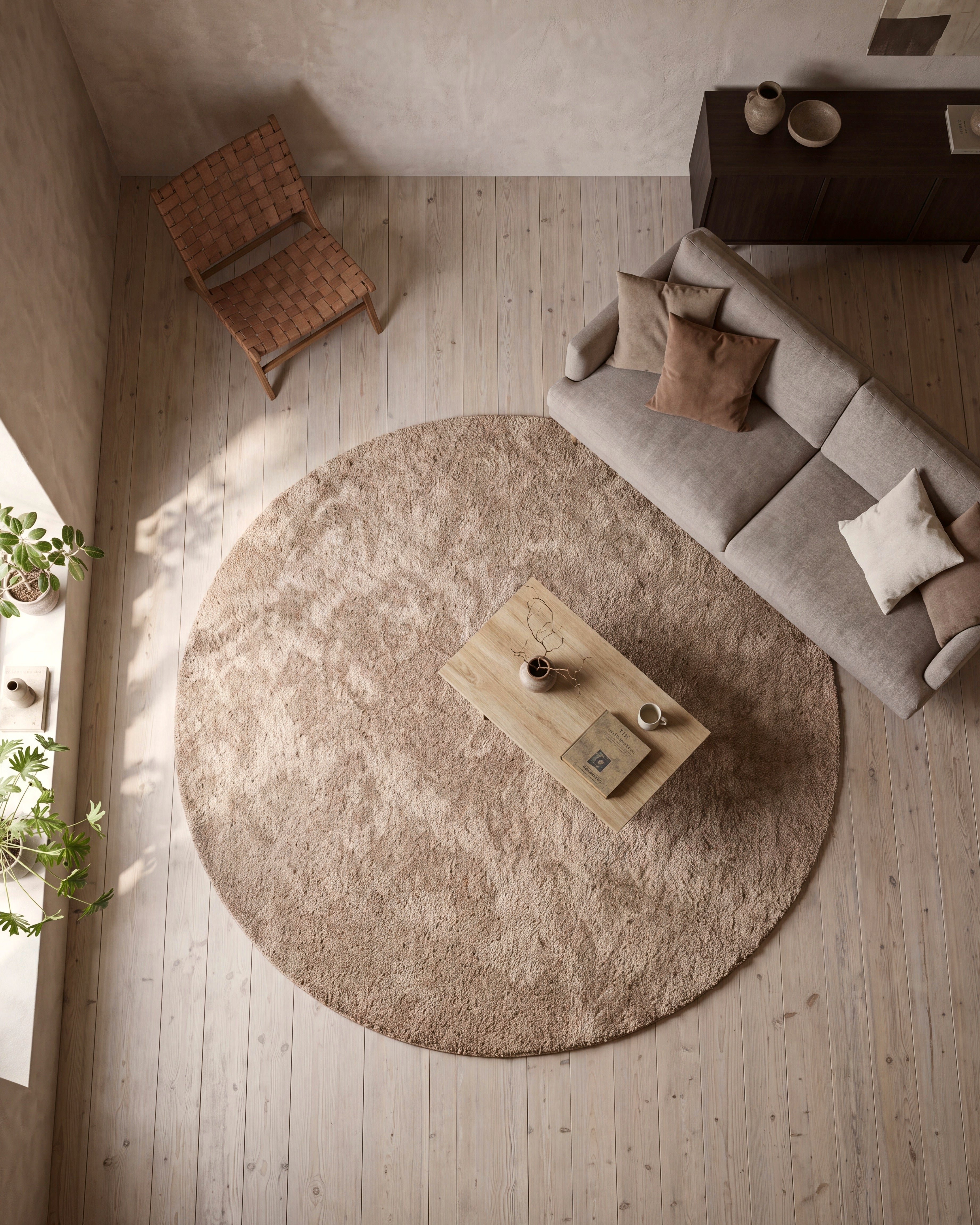 Noa Shaggy Beige Rund