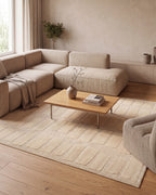 Japandi Teppich Linea Block Creme