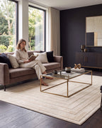 Japandi Teppich Linea Frame Creme