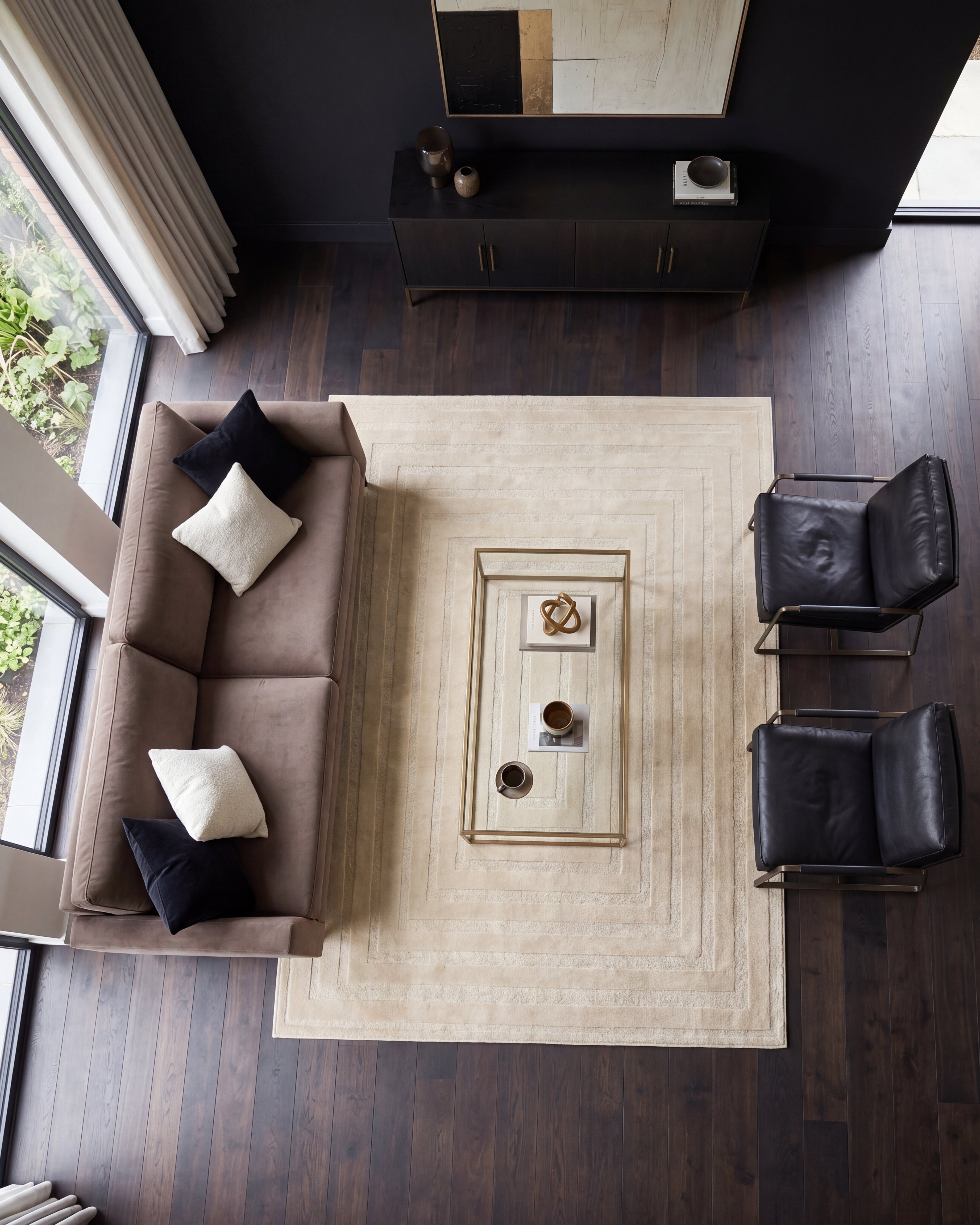 Japandi Teppich Linea Frame Creme