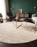 Japandi Teppich Linea Frame Creme Rund