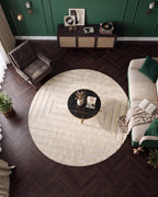 Japandi Teppich Linea Frame Creme Rund
