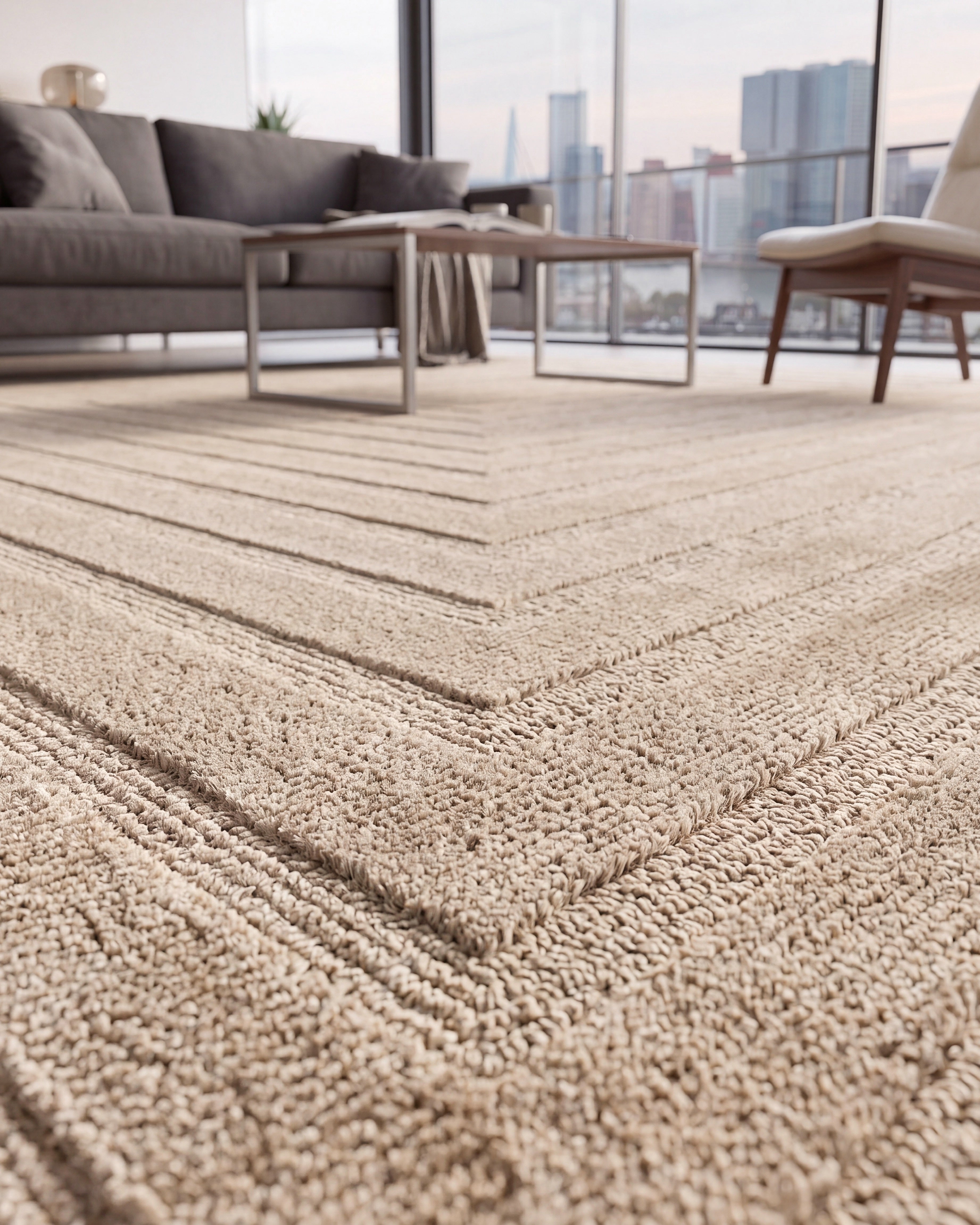 Japandi Teppich Linea Frame Beige