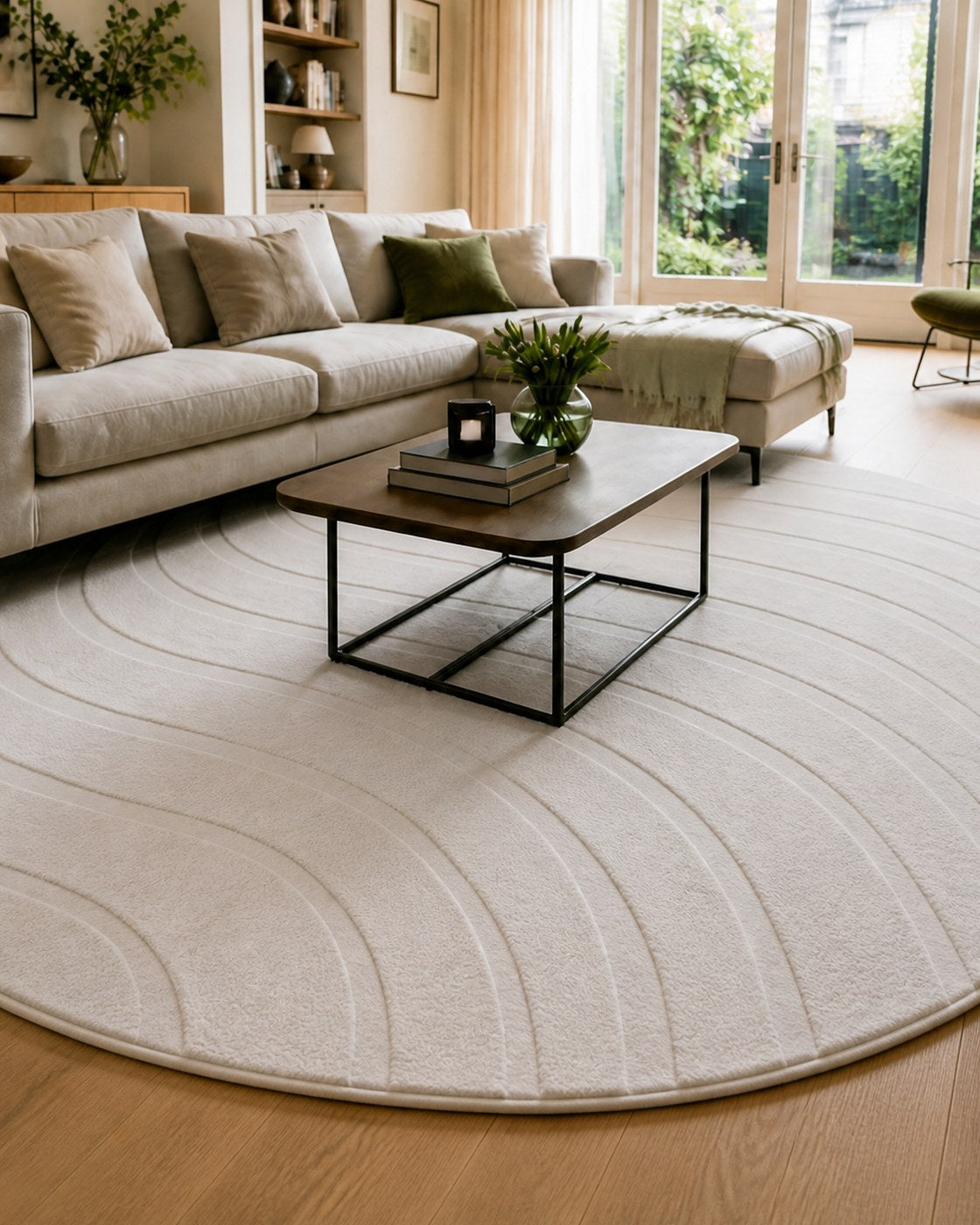 Rond Japandi Vloerkleed - Ovara Maris Creme
